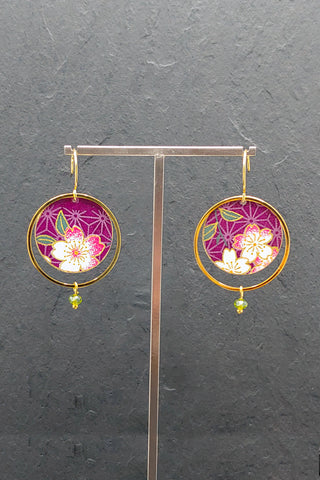 Boucles d'oreilles ASAHI Sakura violet - Fleurs d'Ascenseurs