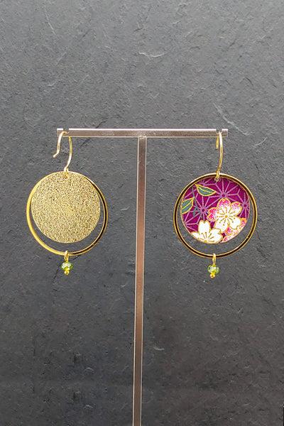 Boucles d'oreilles ASAHI Sakura violet - Fleurs d'Ascenseurs