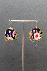 Boucles d'oreilles ASAHI Prunier violet - Fleurs d'Ascenseurs