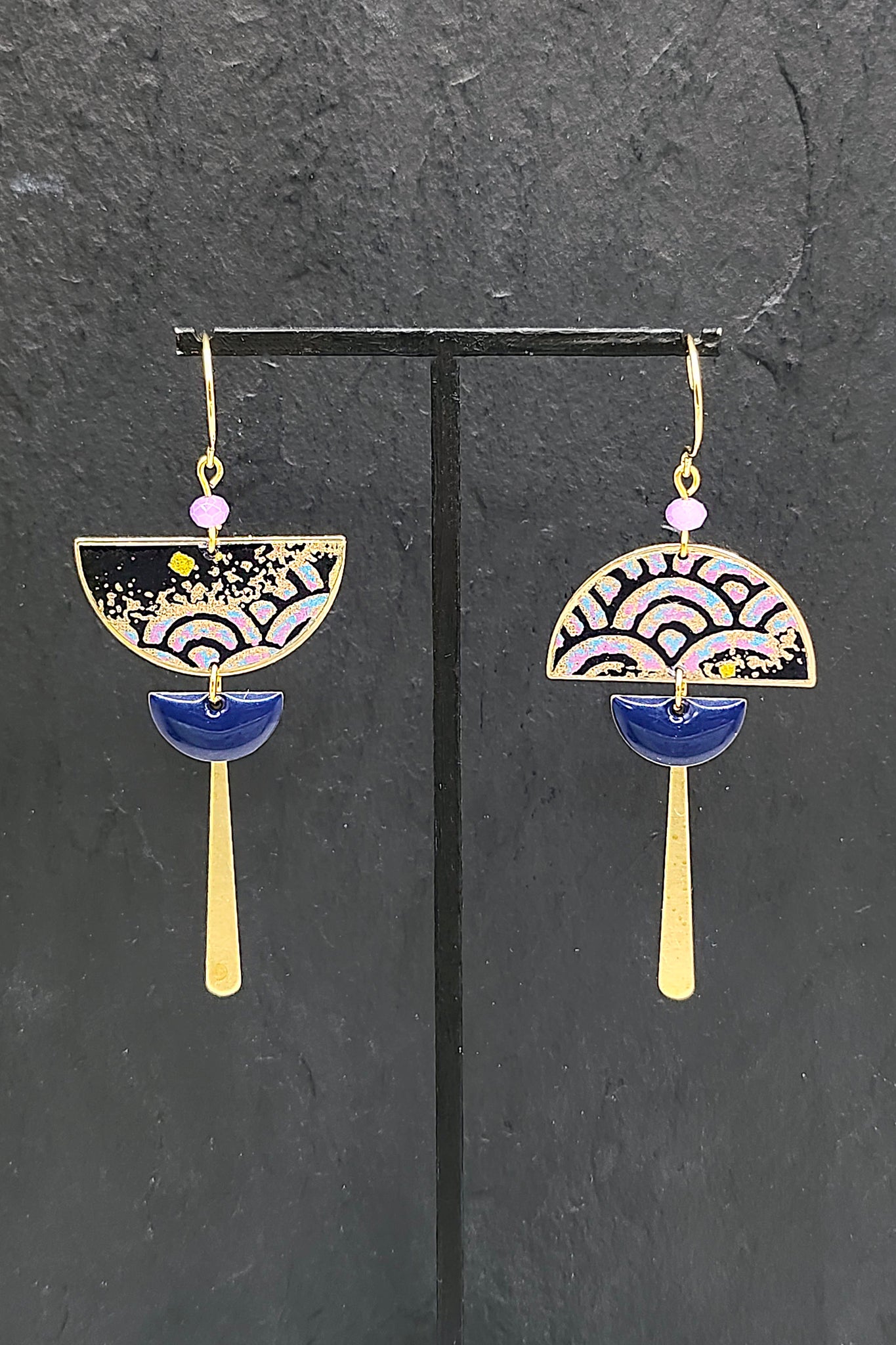 Boucles d'oreilles BYZANCE Vague disco - Fleurs d'Ascenseurs