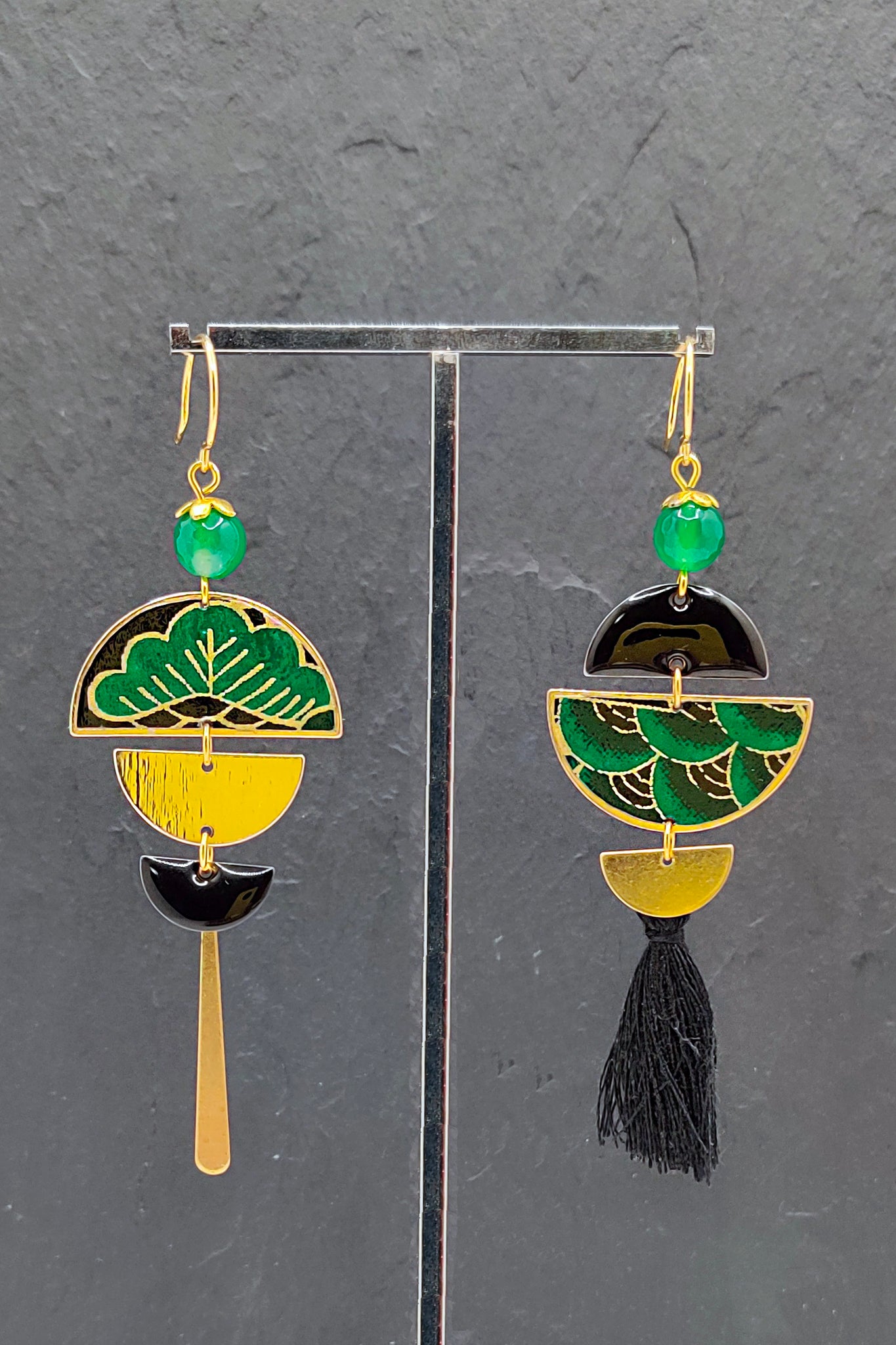 Boucles d'oreilles BYZANCE Emeraude - Fleurs d'Ascenseurs