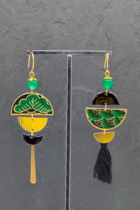 Boucles d'oreilles BYZANCE Emeraude - Fleurs d'Ascenseurs