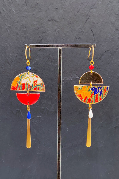 Boucles d'oreilles BYZANCE Jardin rouge - Fleurs d'Ascenseurs