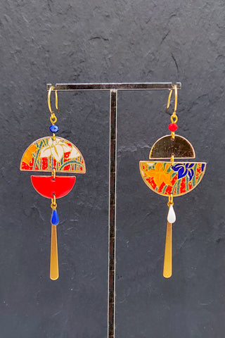 Boucles d'oreilles BYZANCE Jardin rouge - Fleurs d'Ascenseurs