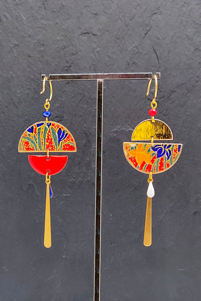 Boucles d'oreilles BYZANCE Jardin rouge - Fleurs d'Ascenseurs