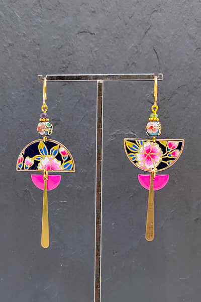 Boucles d'oreilles BYZANCE Prunier violet - Fleurs d'Ascenseurs