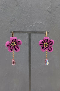 Boucles d'oreilles KANZASHI violet - Fleurs. d'Ascenseurs