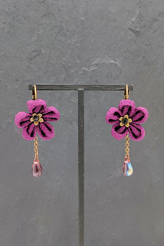 Boucles d'oreilles KANZASHI violet - Fleurs. d'Ascenseurs