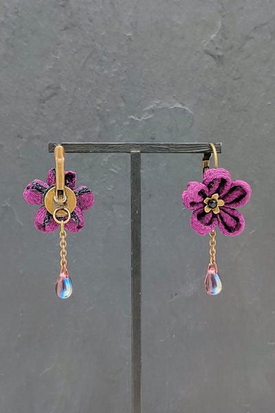 Boucles d'oreilles KANZASHI violet - Fleurs. d'Ascenseurs