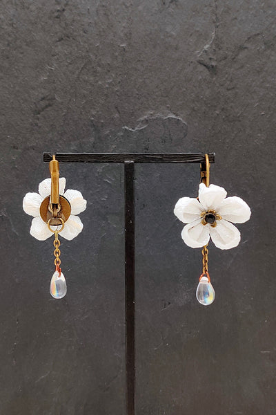 Boucles d'oreilles KANZASHI blanc - Fleurs d'Ascenseurs