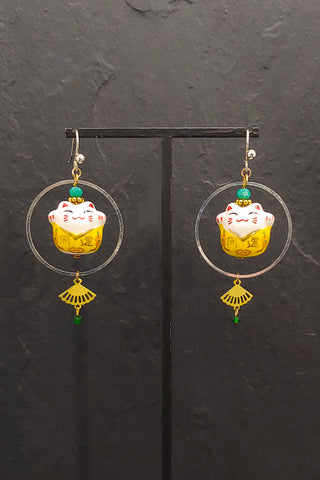 Boucles d'oreilles CHAT-BADA jaune - Fleurs d'Ascenseurs