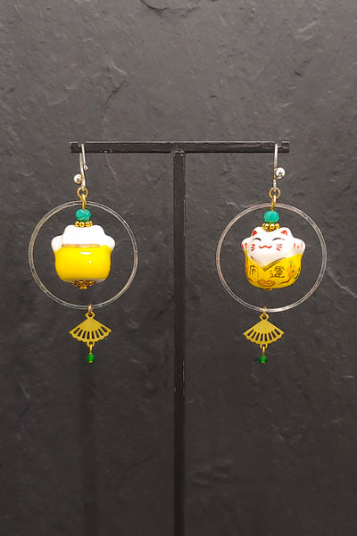 Boucles d'oreilles CHAT-BADA jaune - Fleurs d'Ascenseurs