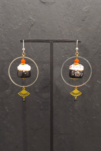 Boucles d'oreilles CHAT-BADA noir - Fleurs d'Ascenseurs