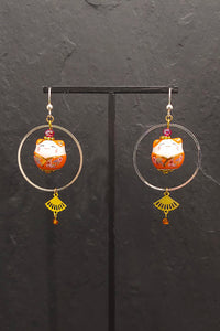 Boucles d'oreilles CHAT-BADA orange - Fleurs d'Ascenseurs