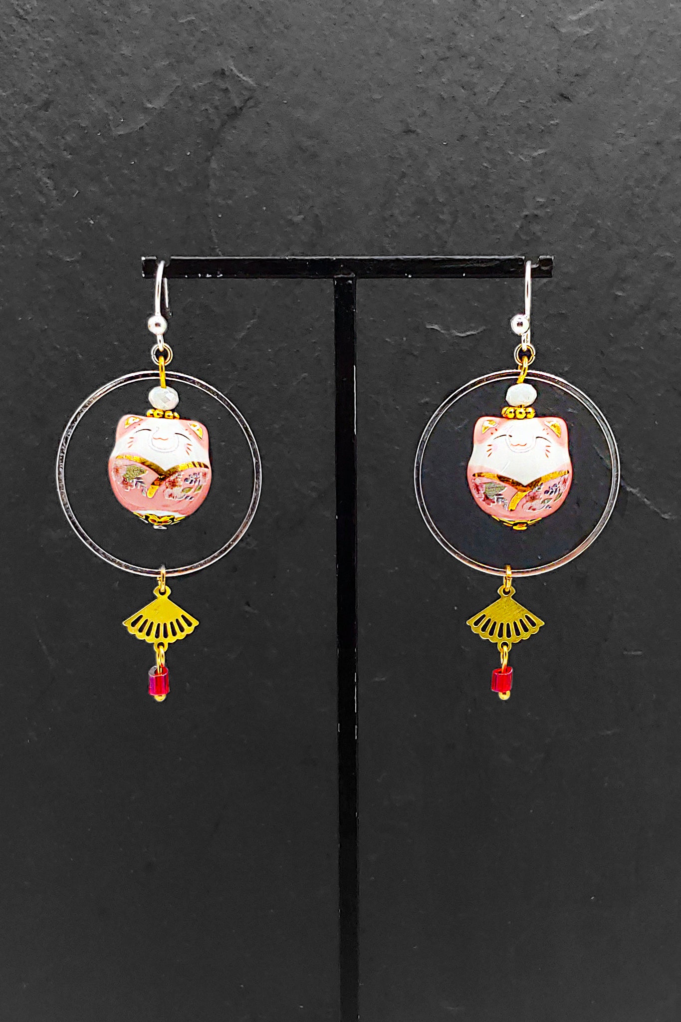 Boucles d'oreilles CHAT-BADA Rose - Fleurs d'Ascenseurs