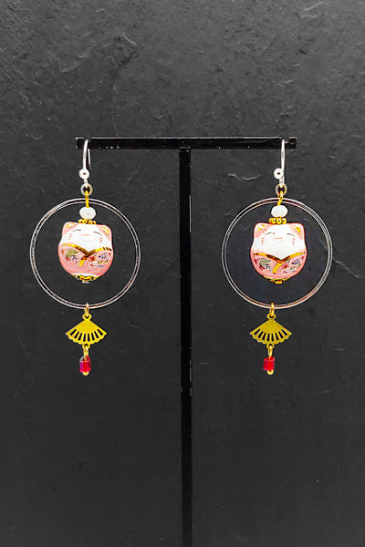 Boucles d'oreilles CHAT-BADA Rose - Fleurs d'Ascenseurs