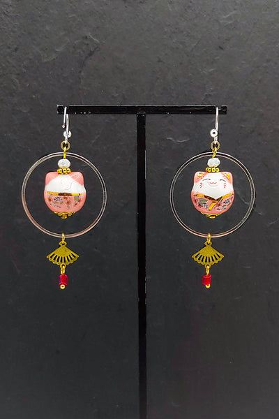 Boucles d'oreilles CHAT-BADA Rose - Fleurs d'Ascenseurs