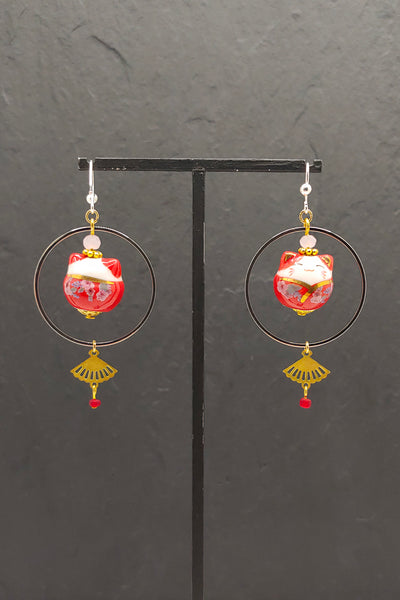 Boucles d'oreilles CHAT-BADA Rouge - Fleurs d'Ascenseurs