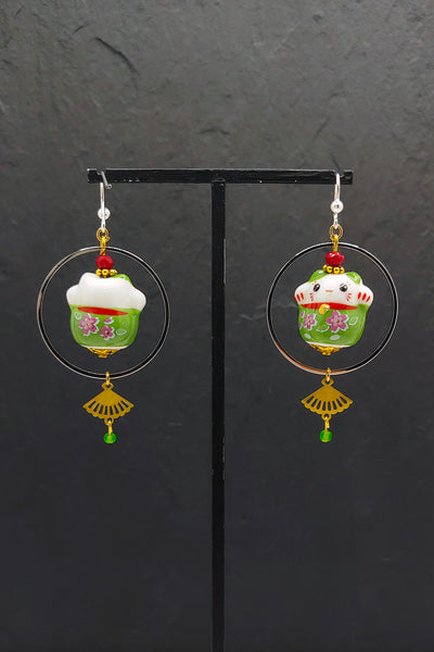 Boucles d'oreilles CHAT-BADA Vert - Fleurs d'Ascenseurs