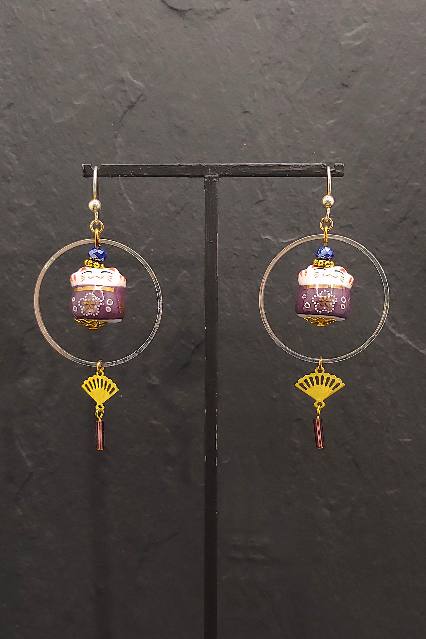 Boucles d'oreilles CHAT-BADA violet - Fleurs d'Ascenseurs