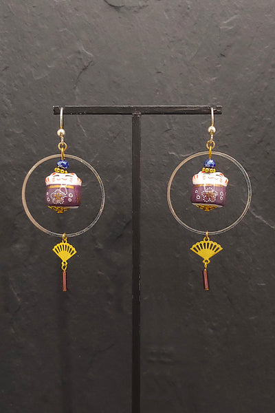 Boucles d'oreilles CHAT-BADA violet - Fleurs d'Ascenseurs
