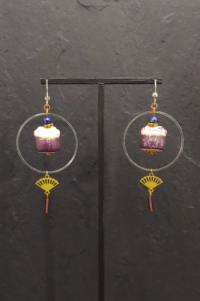 Boucles d'oreilles CHAT-BADA violet - Fleurs d'Ascenseurs