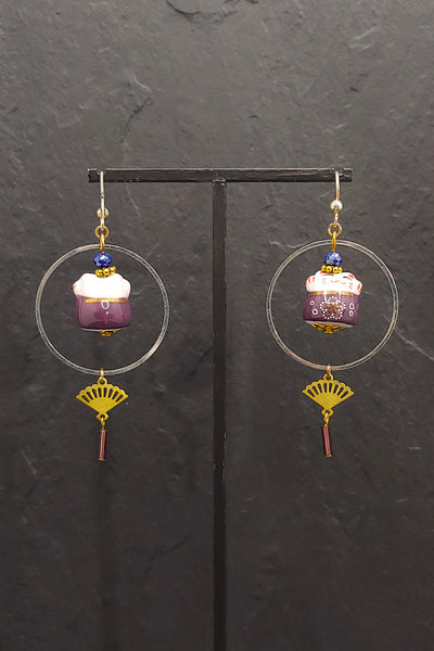 Boucles d'oreilles CHAT-BADA violet - Fleurs d'Ascenseurs