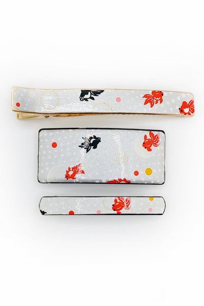 Barrette large WASHI Poissons argent - Fleurs d'Ascenseurs
