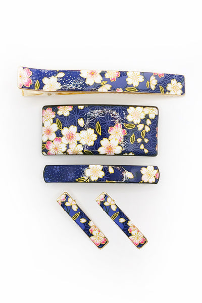 Grande Pince Pélican WASHI Sakura bleu - Fleurs d'Ascenseurs