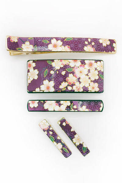 Grande Pince Pélican WASHI Sakura violet - Fleurs d'Ascenseurs