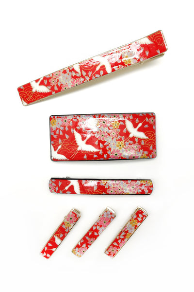 Petite pince WASHI Grues rouge