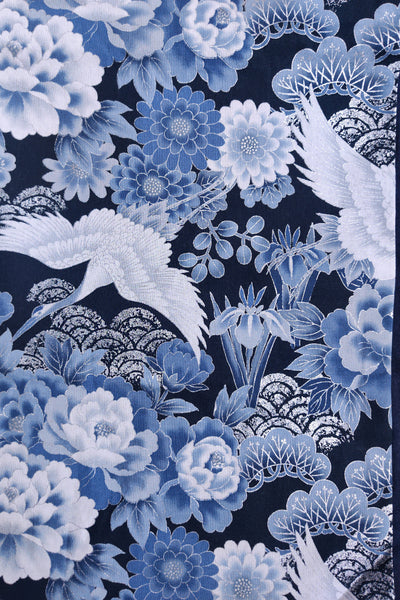 Echarpe en cachemire et tissu japonais bleu marine