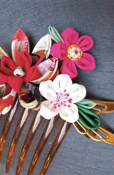 Grand peigne kanzashi OIRAN - Fleurs d'Ascenseurs