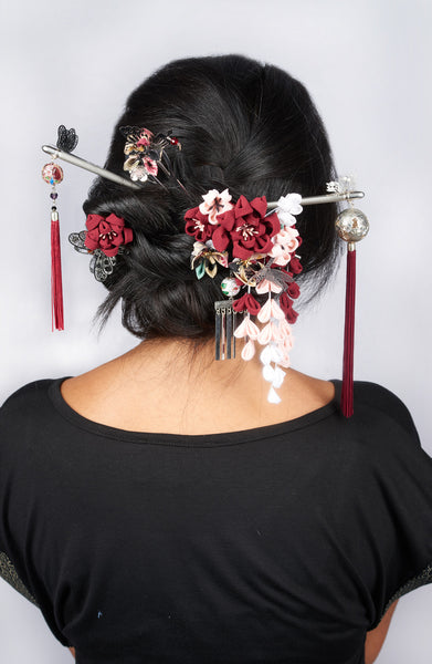 Grande épingle Kanzashi MADELINE - Fleurs d'Ascenseurs
