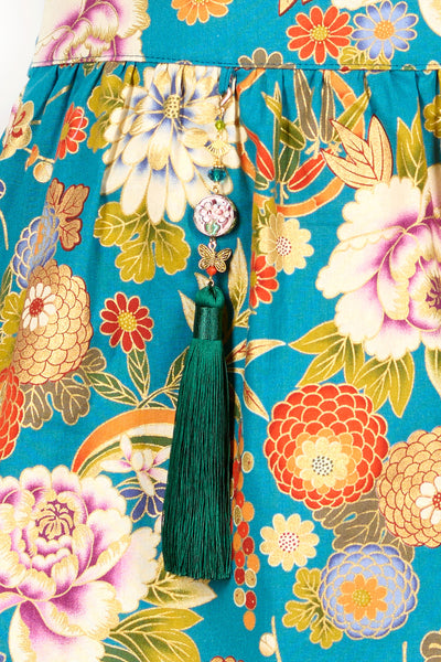Jupe HANJU Hanabi turquoise - Fleurs d'Ascenseurs