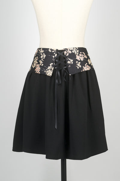 Jupe en tissu japonais sakura noire, dos, par Fleurs d'Ascenseurs