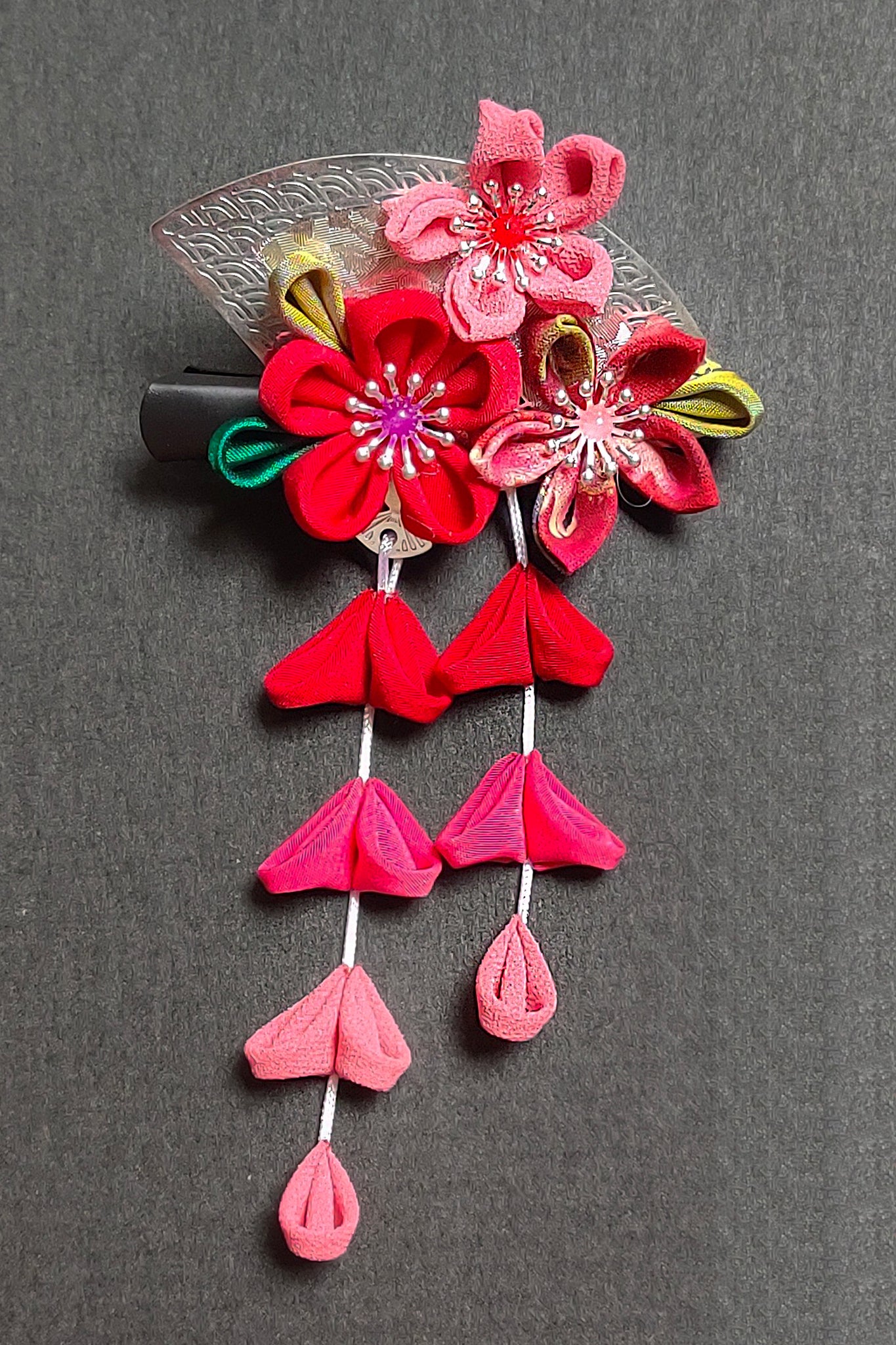 Barrette HANA Rouge rose - Fleurs d'Ascenseurs