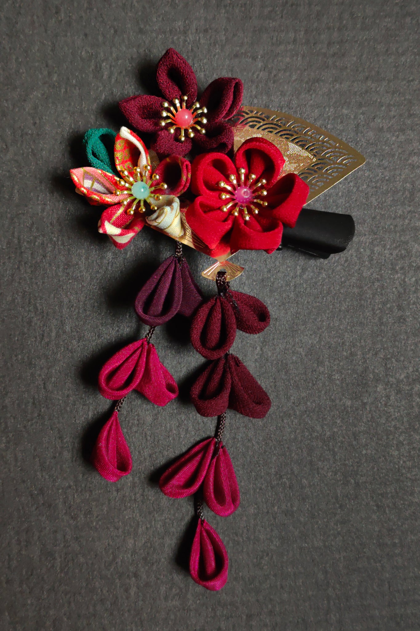 Barrette HANA Seventies rouge - Fleurs d'Ascenseurs