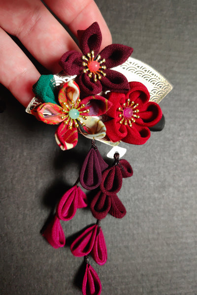 Barrette HANA Seventies rouge - Fleurs d'Ascenseurs