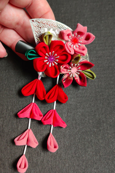 Barrette HANA Rouge rose - Fleurs d'Ascenseurs