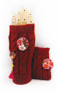 Mitaines Courtisane Rouge bordeaux - Fleurs d'Ascenseurs