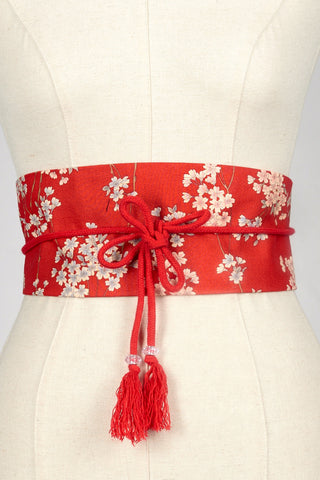 Ceinture OBI Sakura rouge - Fleurs d'Ascenseurs