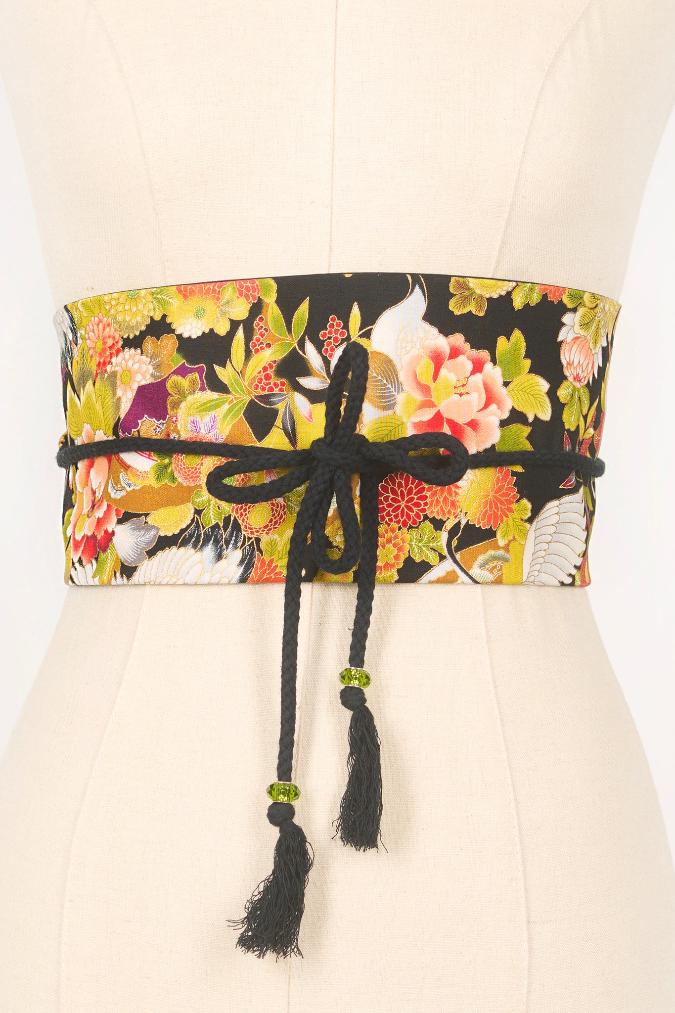 Ceinture OBI Momotsuru noir - Fleurs d'Ascenseurs