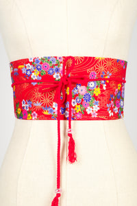 Ceinture Obi en tissu japonais Mai rouge
