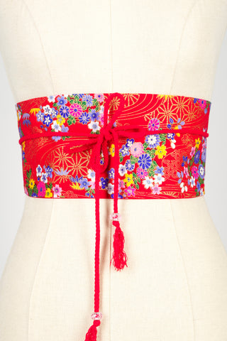 Ceinture Obi en tissu japonais Mai rouge