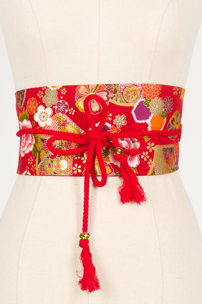 Ceinture OBI Hexagone rouge - Fleurs d'Ascenseurs