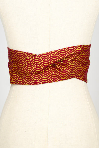 Ceinture OBI Seigaiha or bordeaux
