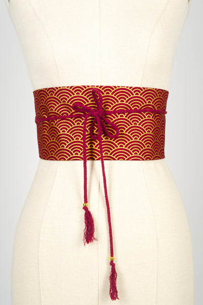 Ceinture OBI Seigaiha or bordeaux
