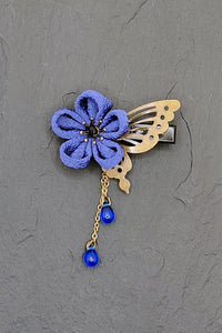 Barrette PAPILLON bleu - Fleurs d'Ascenseurs