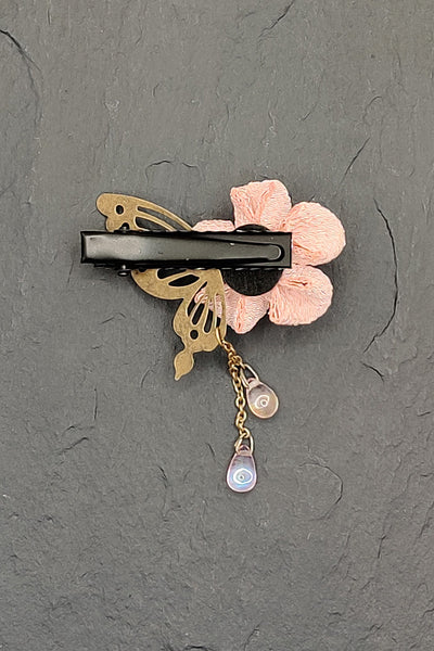 Barrette PAPILLON rose pale - Fleurs d'Ascenseurs